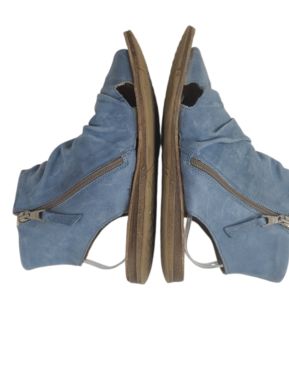Miz Mooz Fizzy Blue Suede Women's Open-Toe Sandals Low Wedge Size 38/7.5 - Picture 4 of 16